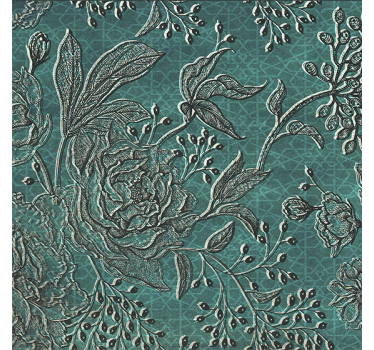 Rolgordijn woonkamer met oosterse flora - TenStickers
