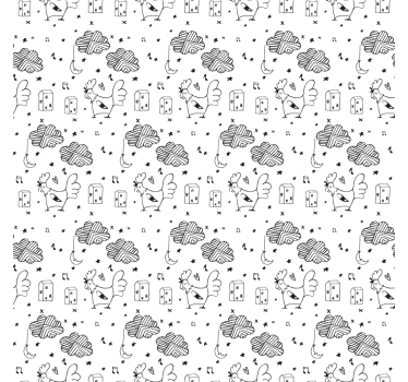 Rolgordijn woonkamer zwart-witte kippen nordic stijl - TenStickers