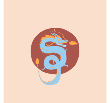 Rolgordijn woonkamer lichtblauwe draak - TenStickers