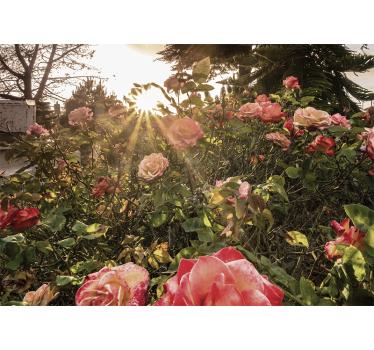 Rolgordijn woonkamer cottagecore bloemen avond - TenStickers