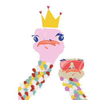 Rolgordijn woonkamer kleurrijke struisvogels artistiek - TenStickers