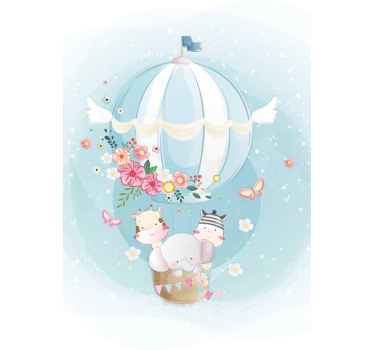 Noorse rolgordijnën Hete luchtballon met fauna - TenStickers