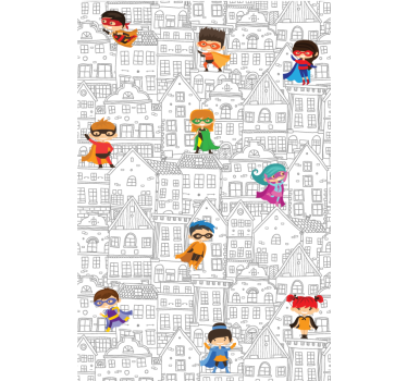 Stedelijke helden superhelden rolgordijn - TenStickers