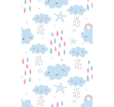 Lachend wolkenpatroon rolgordijn babykamer - TenStickers