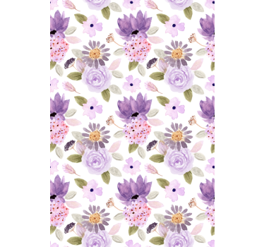 Paars bloemenpatroon rolgordijn bloemen - TenStickers