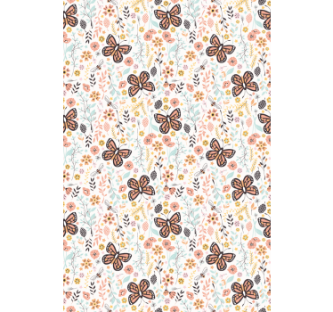 Vlindertuinpatroon rolgordijn bloemen - TenStickers