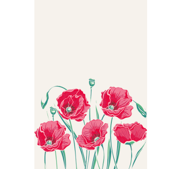 Papaverbloem elegantie rolgordijn bloemen en planten - TenStickers