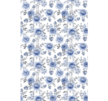 Blauw bloemmotief rolgordijn bloemen - TenStickers