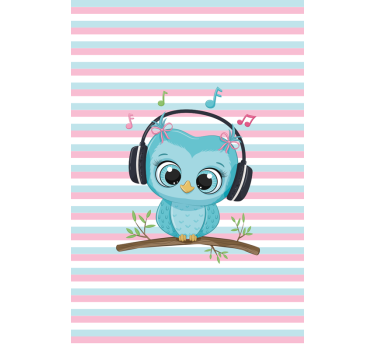 Muzikale uilillustratie rolgordijn dieren - TenStickers