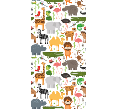 Safari dierenvrienden rolgordijn dieren - TenStickers