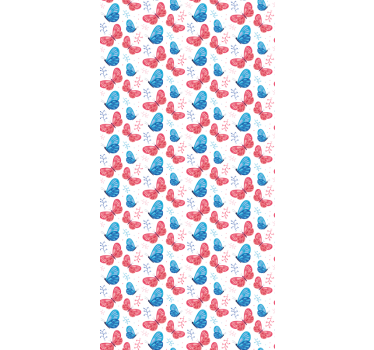 Blauwe en rode kleuren rolgordijn vlinders - TenStickers