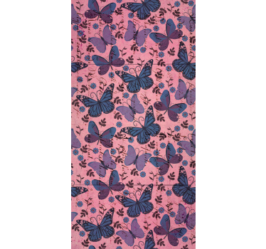 Roze achtergrond rolgordijn vlinders - TenStickers