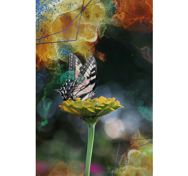 Vlinder bloemencompositie rolgordijn vlinders - TenStickers