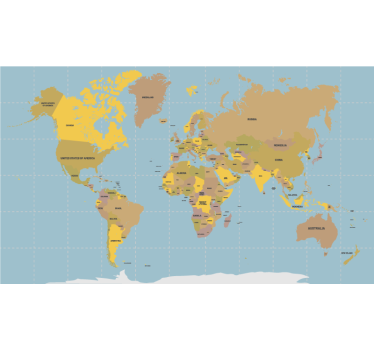 Politiek beige wereldmap rolgordijn - TenStickers