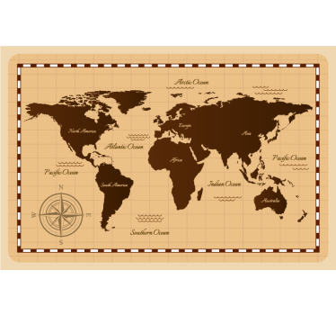 Vintage verkenning wereldmap rolgordijn - TenStickers