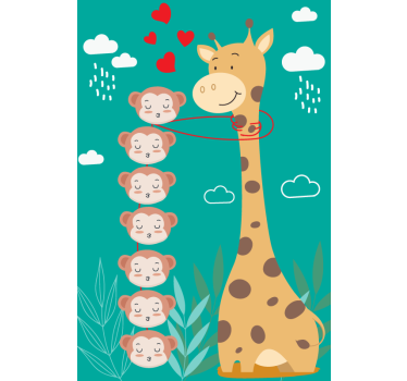 Giraffe aap liefde rolgordijn meer dieren - TenStickers