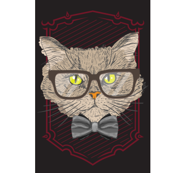 Grappige rolgordijn Kat met bril - TenStickers
