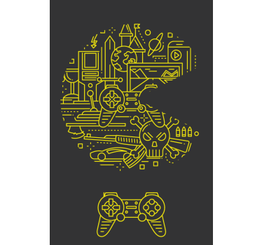Nerd rolgordijn Geel pac-spel - TenStickers