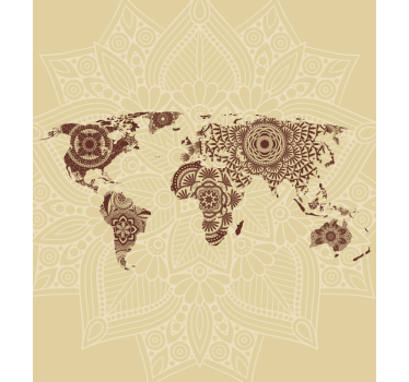 Mandala wereld wandtapijt wereldmap rolgordijn - TenStickers