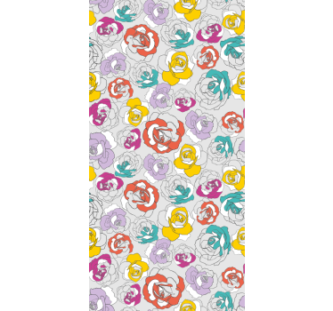 Kleurrijk rozenpatroon rolgordijn bloemen - TenStickers