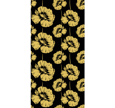 Geel en zwart ontwerp rolgordijn bloemen - TenStickers