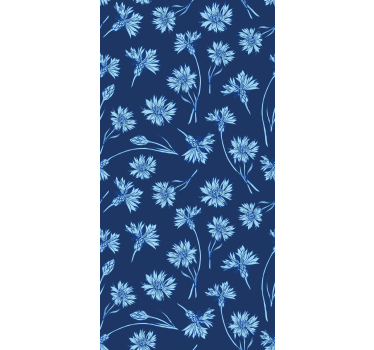 Rolgordijnen woonkamer Zeeblauwe bloemen - TenStickers
