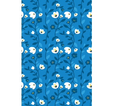 Blauw oplopend thema rolgordijn bloemen en planten - TenStickers