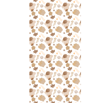 Organisch beige patroon rolgordijn bloemen en planten - TenStickers
