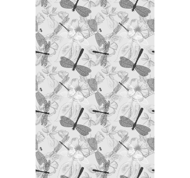 Rolgordijn bloemen en planten libellen en bloemen - TenStickers