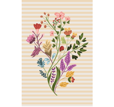 Bloemstuk rolgordijn bloemen en planten - TenStickers