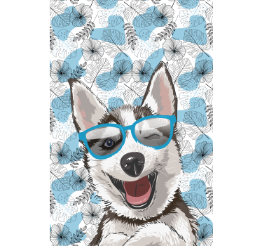 Rolgordijn dieren blije hond met bril - TenStickers