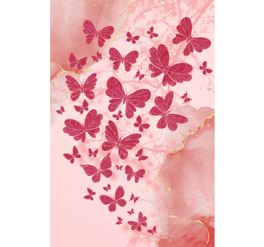 Roze hart arrangement rolgordijn vlinders - TenStickers