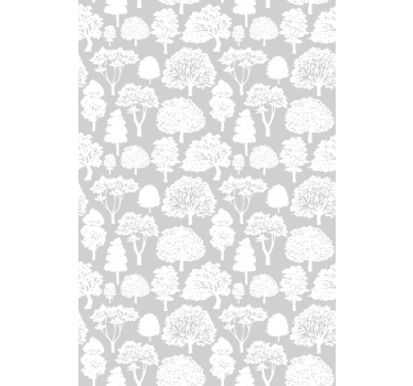 Grijs en witte silhouetten rolgordijn bomen - TenStickers