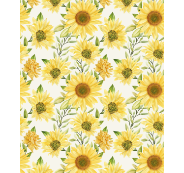 Rolgordijn bloemen en planten zonnebloem arrangement - TenStickers