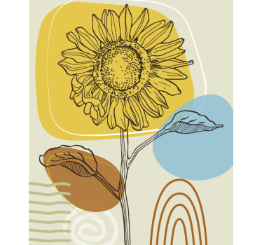 Zonnebloem met cirkels rolgordijn bloemen en planten - TenStickers