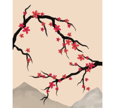 Sakura takken rolgordijn tienerkamer - TenStickers