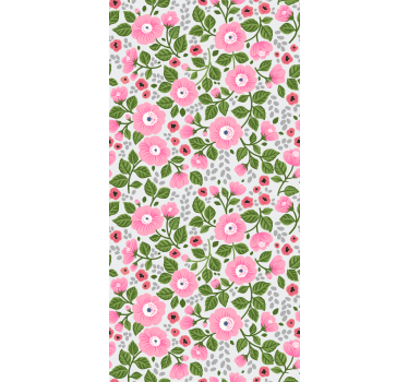 Rolgordijn bloemen en planten roze bloementuin - TenStickers