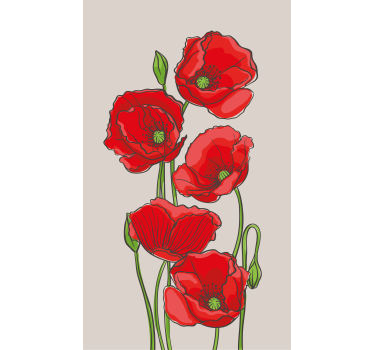Rode klaprozen rolgordijn bloemen - TenStickers