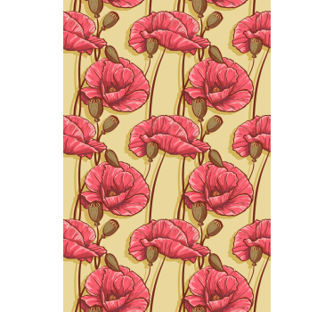 Rolgordijn bloemenprint Vintage rode klaprozen patroon - TenStickers