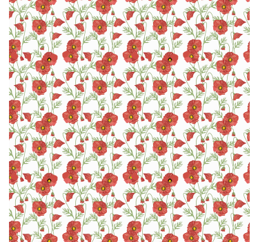 Rood papaverpatroon rolgordijn bloemen - TenStickers