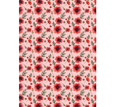 Klaproos bloemenpatroon rolgordijn bloemen en planten - TenStickers