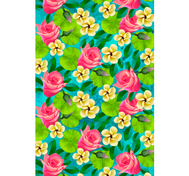 Rolgordijn bloemen en planten levendige bloei - TenStickers