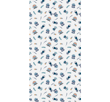 Blauw volkskunstmotief rolgordijn bloemen - TenStickers