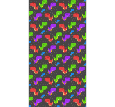 Kleurrijke zwarte patronen dinosaurus rolgordijn - TenStickers