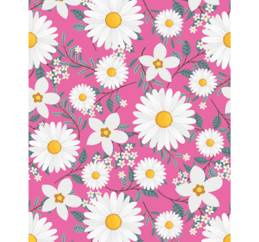 Roze madeliefjespatroon rolgordijn bloemen en planten - TenStickers