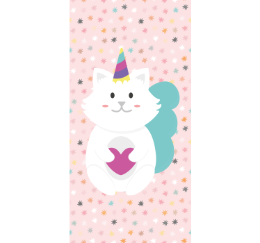 Schattige witte kat rolgordijn dieren - TenStickers