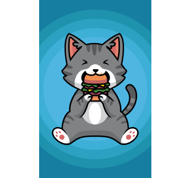 Blije kat eet rolgordijn dieren - TenStickers