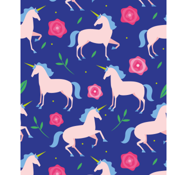 Eenhoorns en bloemen kinderkamer rolgordijn - TenStickers