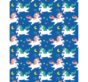 Eenhoorns onder maanlicht rolgordijn dieren - TenStickers