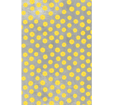 Grijs en geel patroon rolgordijn bloemen en planten - TenStickers